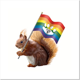 Red Squirrel with a Phi Paw Pride Flag Posters and Art